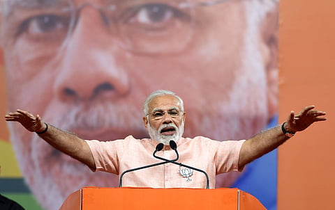 Prime Minister Narendra Modi during a public rally ahead of Karnataka Assembly elections 2018 in Bengaluru on Tuesday, 09 May 2018. (EPS |  Vinodkumar T)