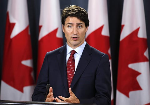 Canadian Prime Minister Justin Trudeau speaks during a news conference in Ottawa, Ontario on Thursday, May 31, 2018. | AP