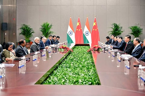 PM Narendra Modi had a meeting with Chinese President  Xi Jinping on the sidelines of the SCO Summit. (Twitter/MEAIndia)