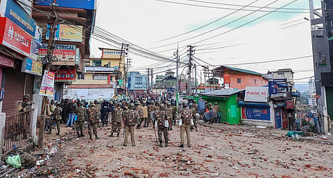 Securitymen guard a Shillong street during curfew on Saturday, 02 June 2018. (PTI file photo)