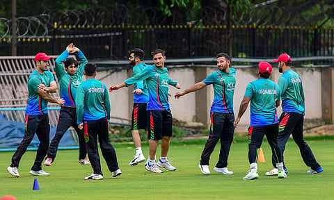 Afghanistan players during a practice session ahead of their maiden cricket test match against India in Bengaluru. | PTI