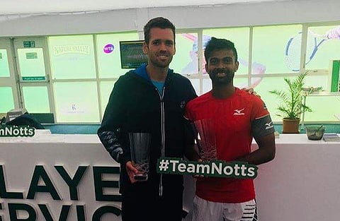 Indian tennis star Jeevan Nedunchezhiyan (L) and Austin Krajicek (Photo | Jeevan Nedunchezhiyan Instagram)