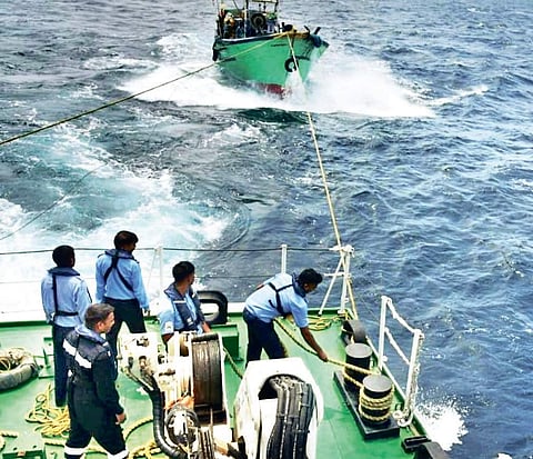 Nine fishermen marooned after their vessel started sinking around 98 nautical miles off Chennai coast were rescued by Indian Coast Guard. “The bottom portion of the vessel was not good and as a result it started sinking,” a Coast Guard official  told Expr