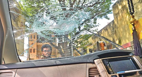 Miscreants damaged several vehicles at a residential area in Yediyur in Bengaluru | Pushkar V