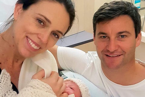 Jacinda Ardern with her newborn and her husband | Instagram