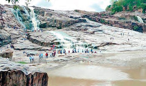 Tourists throng Kuntala waterfalls in Adilabad district | Express photo