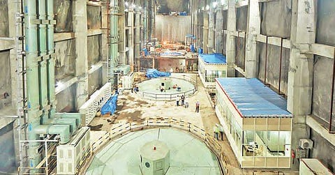 Ongoing works at Kaleshwaram irrigation project site  | EXPRESS photo