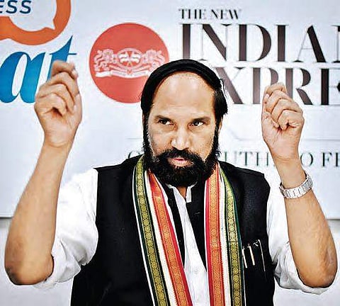 TPCC chief Uttam Kumar Reddy at The New Indian Express office | Vinay Madapu