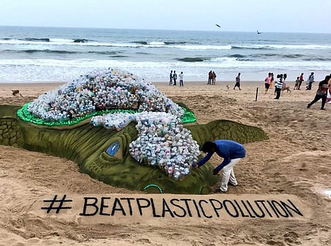 The sand art sculpture made by Sudarsan Pattnaik. (Twitter Photo)
