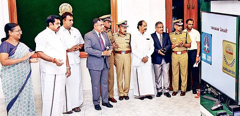 Chief Minister Edappadi K Palaniswami on Monday lanuching the Kavalan Dial 100, a special mobile app for the general public to get police assistance at any time, and Kavalan SOS, another app specially designed for women and senior citizens | Express