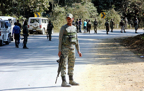 Image used for representational purpose only.  An Army operation close to the ambush site where 2 Assam Rifles troopers were killed in a militant attack  near Jagun in Tinsukia district, Assam (File Photo | PTI)