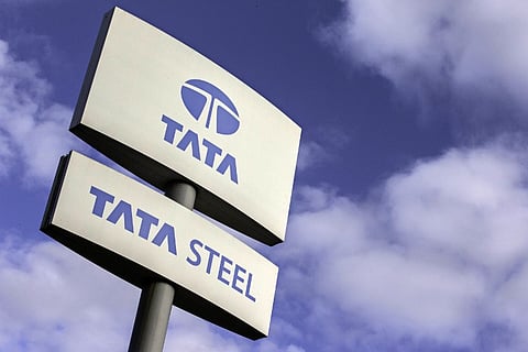 A signboard at the Tata Steel plant. (File | AFP)