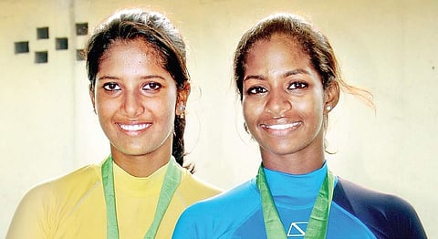 Varsha Gautham (left) and Aishwarya Nedunchezhiyan won bronze in 2014 Asiad