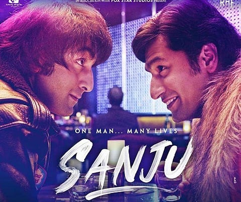 Vicky Kaushal (R) and Ranbir Kapoor in 'Sanju'. (Photo | Twitter)