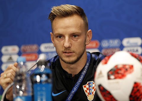 Croatia's Ivan Rakitic listens to a question at a press conference during the 2018 soccer World Cup in MMoscow, Russia, Friday, July 13, 2018. | AP
