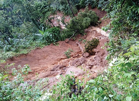 The landslide which occurred at Wagamon in Idukki on Monday  | Express