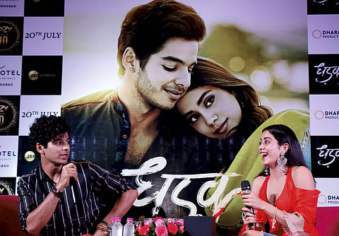 Janhvi Kapoor and Ishaan Khatter during promotions for their film 'Dhadak'. (Photo | PTI)