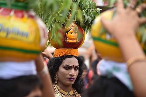 The annual Bonalu festival, celebrated in honour of Goddess Mahankali, has officially begun from Jagadamba Mahankali Temple in Hyderabad with pomp and gaiety last Sunday. (Photo | R Satish Babu/EPS)