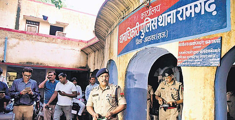 NRK Reddy, Special DGP Law & Order, Rajasthan Police, arrives for a Press conference at Ramgarh police station on Monday | Parveen Negi