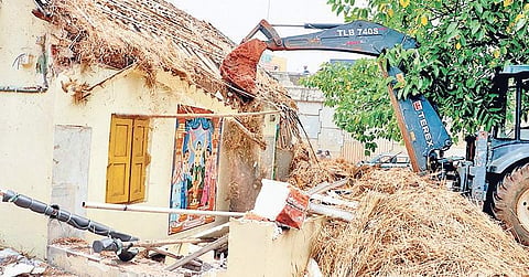 Unauthorised construction on Iskcon temple premises being demolished in Bhubaneswar on Saturday  | Irfana