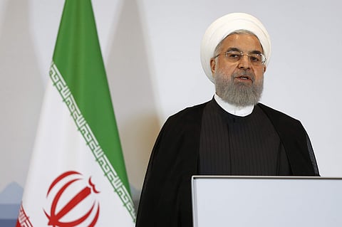 Iranian PresidentHassan Rohani addresses the media during a joint press conference with Swiss Federal President Alain Berset in Bern, Switzerland, Tuesday, July 3, 2018. (Photo | AP)