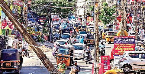 The busy Vazhuthacaud-Thycaud stretch  B P Deepu