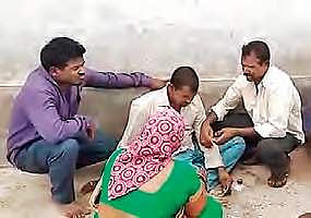 Srinu mourns the death of his wife and child Tuesday at his house |Express