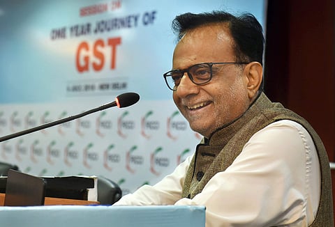 Revenue Secretary Hasmukh Adhia addresses during a session on 'One Year Journey Of GST' at FICCI office, in New Delhi, on Friday, July 06, 2018. (Photo | PTI)