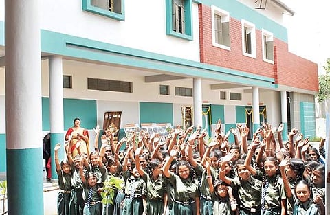 Students of the Government Girls Higher Primary School in  Devanahalli have got new classrooms, kitches and gardens