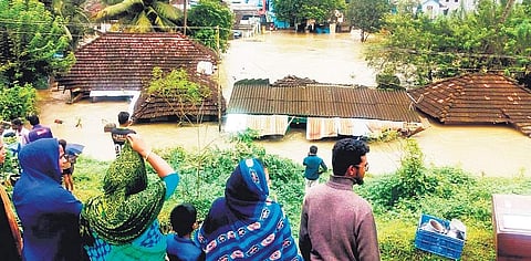 A residential area inundated by the recent flash floods in  Palakkad |  melton antony