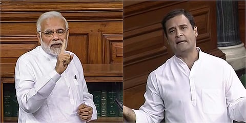 PM Modi; (right) Rahul Gandhi. (Photos | PTI)
