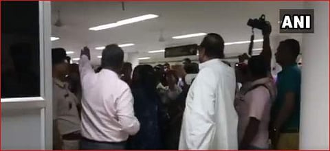 TMC delegation being stopped at Silchar's airport. (Video grab)