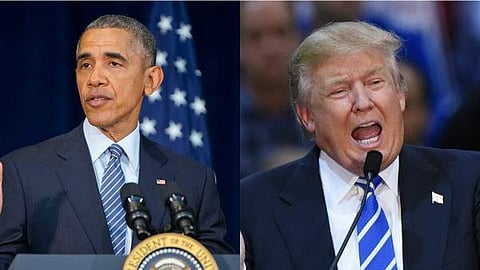 Barack Obama (L) and Donald Trump 