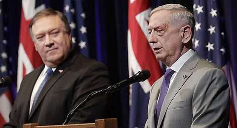 US Secretary of State Micheal Pompeo  (L) and Secretary of Defence James Mattis (R) will travel to New Delhi on September 6 for the 2+2 Dialogue. (Photo | AP)