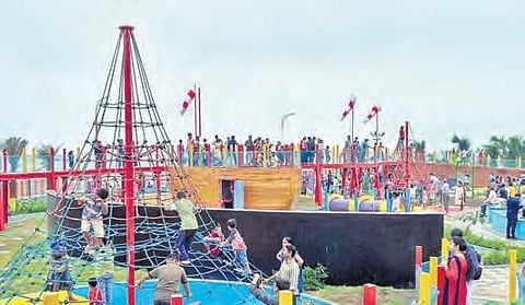 Children enjoying at All Abilities Park  in Vizag on Sunday | G Satyanarayana