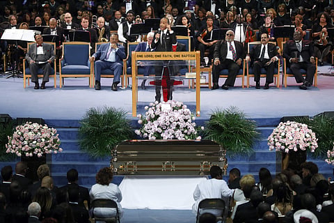 Aretha Franklin's funeral service at Greater Grace Temple, Detroit. (Photo | AP)