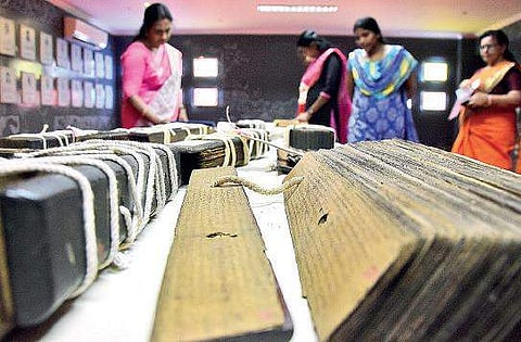 The palm leaf manuscripts on display  B P Deepu