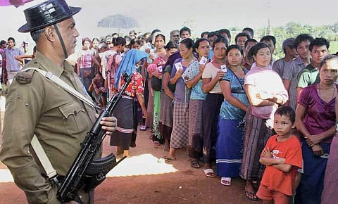 Bru refugees cast their vote during an election (File Photo | PTI)