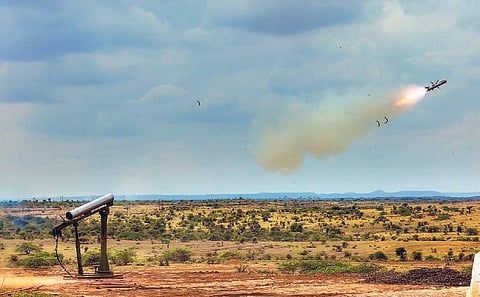The anti-tank guided missile being test fired from Ahmednagar range, Maharashtra  | PTI