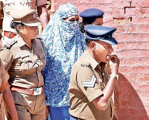 File Photo: Actress Nilani is being produced at Saidapet Court in Chennai on Thursday for allegedly releasing a controversial video on police firing in Thoothukudi | Express