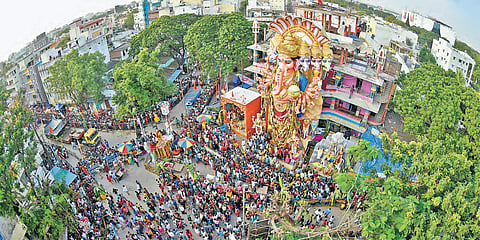 Davanagere experienced heightened tensions after stones were thrown at the immersion procession of a Ganesh idol installed at Venka Bhovi Colony on Thursday.