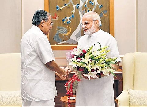 Chief Minister Pinarayi Vijayan with  the Prime Minister in New Delhi