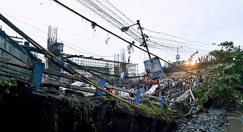 A section of Majerhat bridge collapsed in Kolkata Tuesday September 04, 2018. | PTI