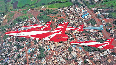 IAF’s Surya Kiran team performing for the first time in 2017 at Yelahanka Air Force Station