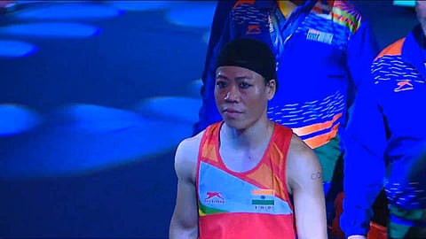 Mary Kom walks into the ring for a bout. (Photo | Twitter/@BFI_official)