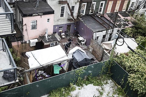 P the scene of a shooting in the Brooklyn borough of New York on Saturday (Photo| AP)