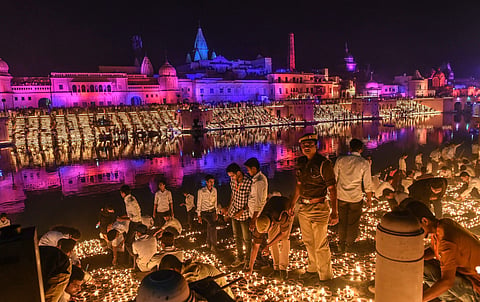 Diwali celebration in Ayodhya in 2018. (File photo | PTI)