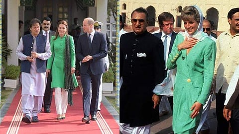 Continuing a long-standing tradition, Britain’s Prince William and Kate Middleton, the Duke and Duchess of Cambridge, arrived in Islamabad on October 14 on a five-day visit, to further improve ties between the two countries. Kate's attire was praised by m