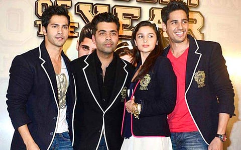 Varun Dhawan, Karan Johar, Alia Bhatt and Siddharth Malhotra during the launch of the trailer for 'Student of the Year'. (Photo | File)