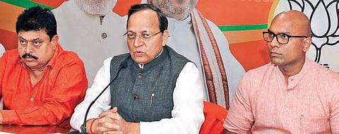 BJP national secretary Arun Singh speaks to the media in Hyderabad on Sunday
